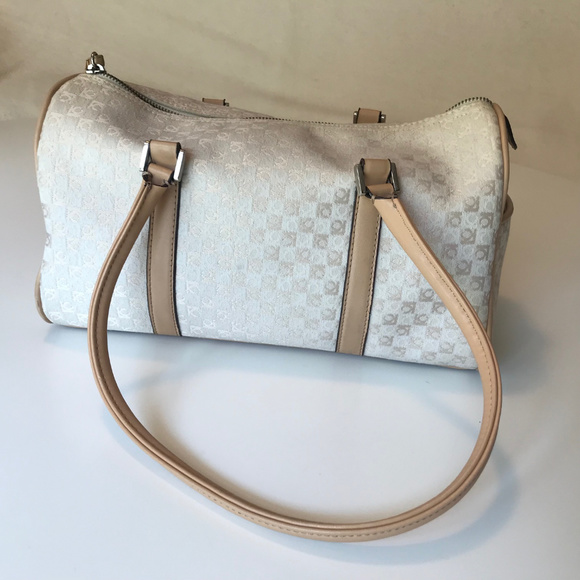 LIZ CLAIBORN PURSE, WHITE WITH BEIGE, LIKE NEW - Picture 2 of 3